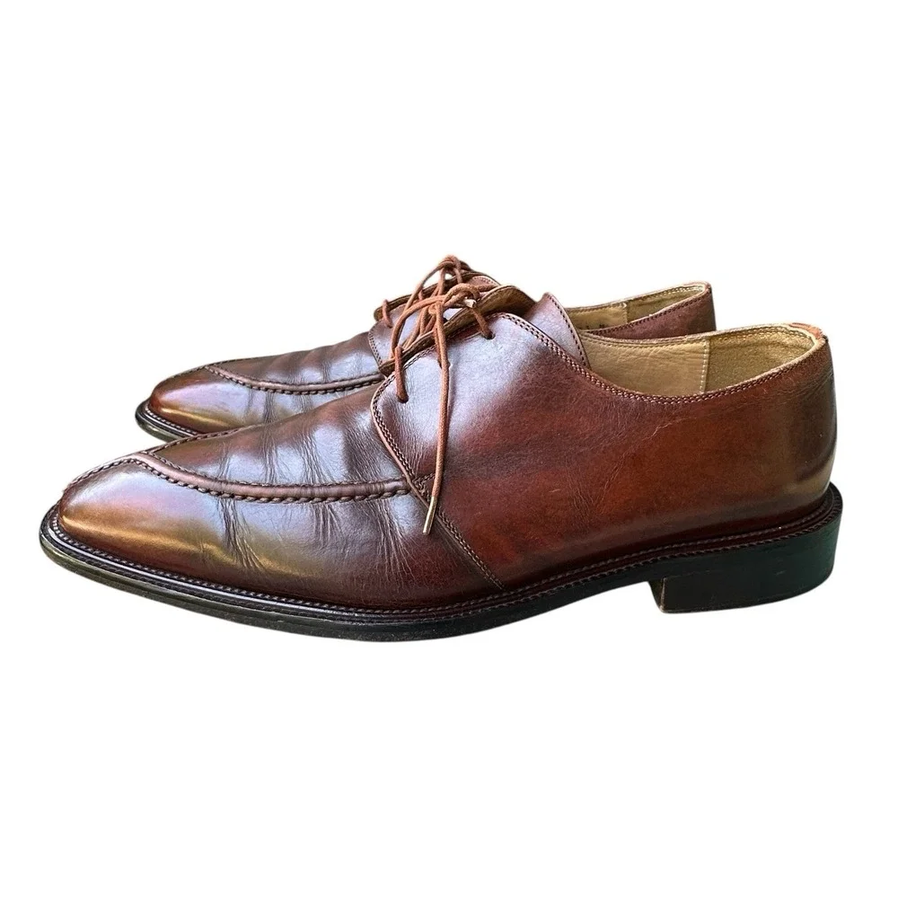 FOLIO New York Oxfords Dress Shoes Men's Size 11M‎ Brown Leather Split Toe Laces
